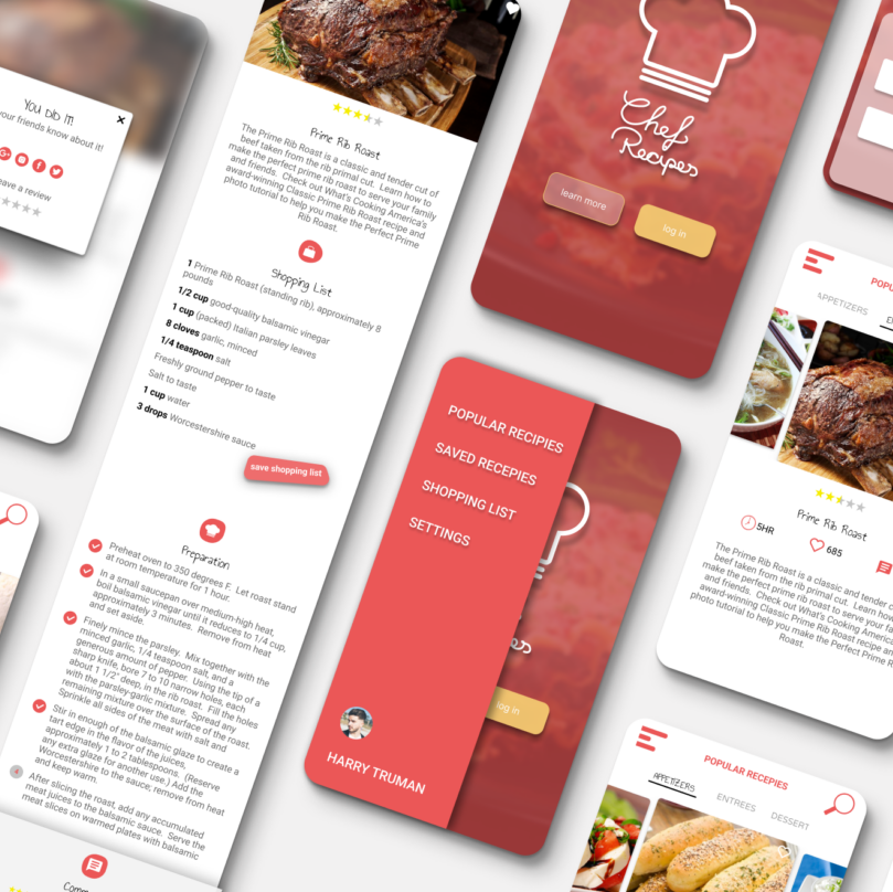 Chef Rezept App alle Seiten