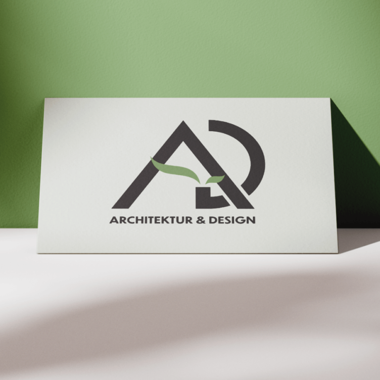 AD Logo mit einem Blatt