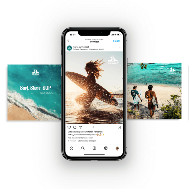 Instagram Post Design für eine Surf Schule